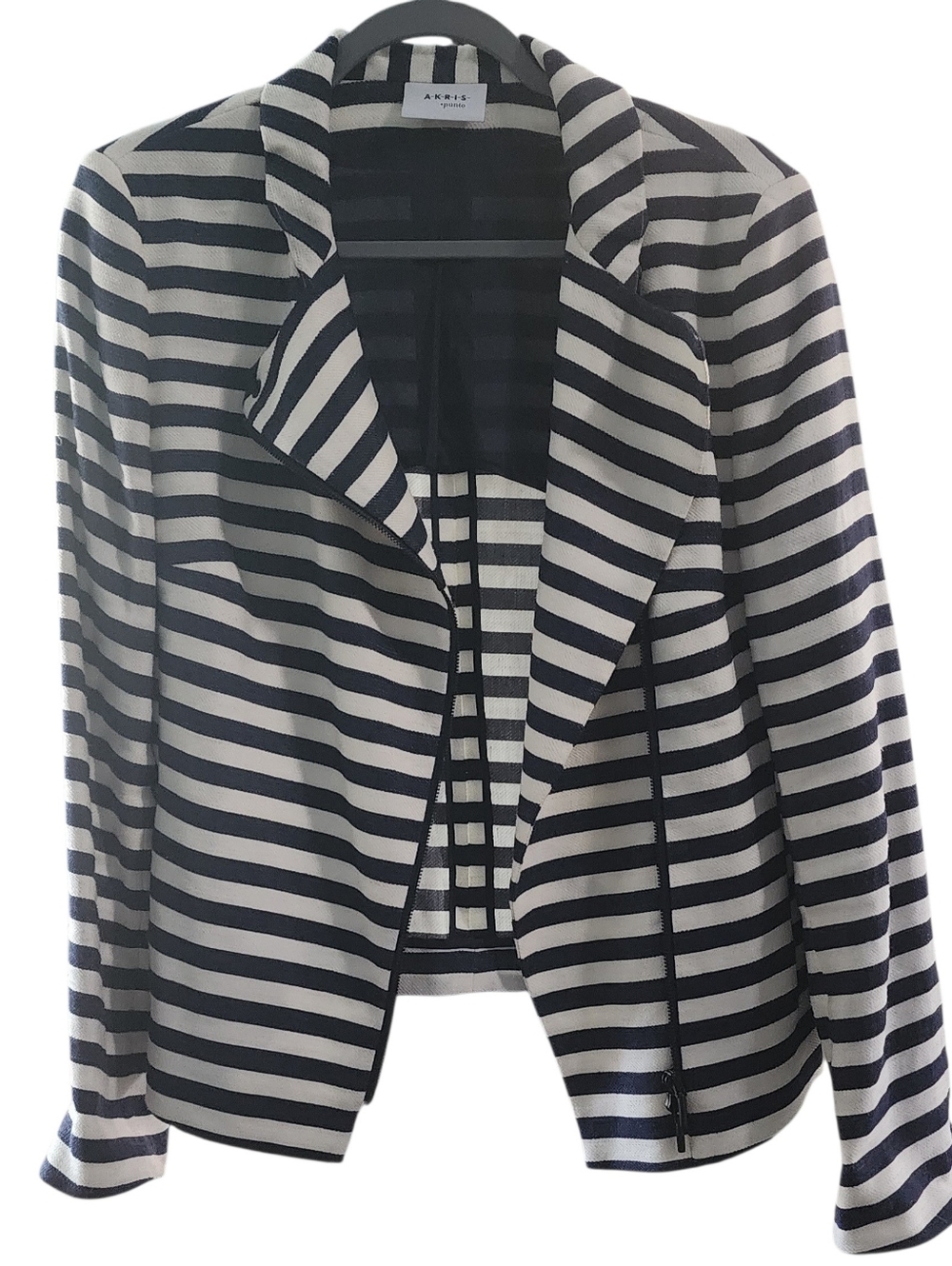 EUC Akris Punto Black and White Striped Blazer Sz. M
